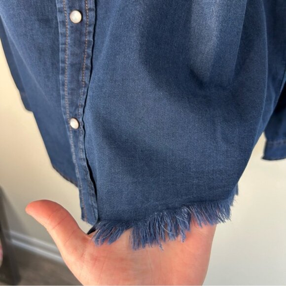 Free People One Teaspoon Denim Button Down Shirt Chambray Dark wash Size XS - Picture 14 of 16